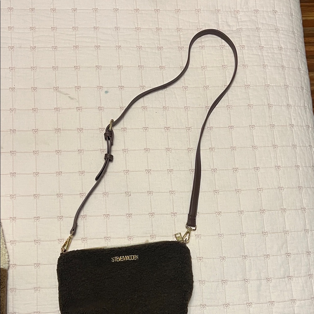 Steve Madden Brown and Cream Patchwork Hobo Bag - Picture 4 of 4